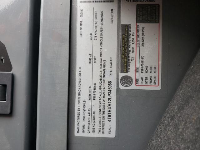 4T9TBUB12LP345068 - 2020 UTILITY TRAILER Boz foto 10