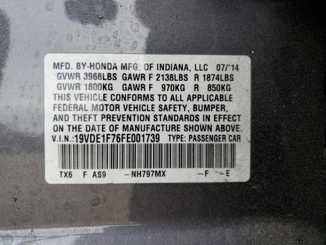 19VDE1F76FE001739 - 2015 ACURA ILX 20 TECH GRAY photo 12