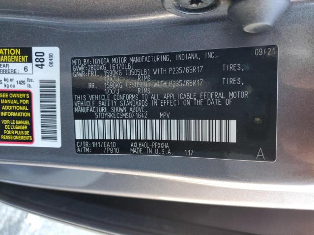 5TDYRKEC5MS071642 - 2021 TOYOTA SIENNA XLE CHARCOAL photo 13