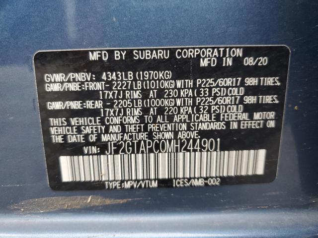 JF2GTAPC0MH244901 - 2021 SUBARU CROSSTREK PREMIUM Синій фото 13