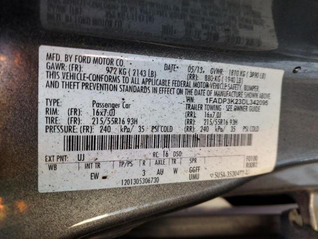 1FADP3K23DL342095 - 2013 FORD FOCUS SE GRAY photo 12