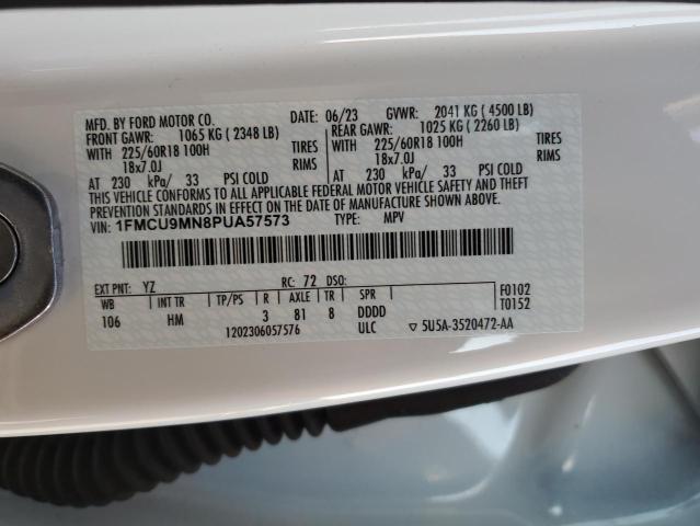 1FMCU9MN8PUA57573 - 2023 FORD ESCAPE ST LINE WHITE photo 13