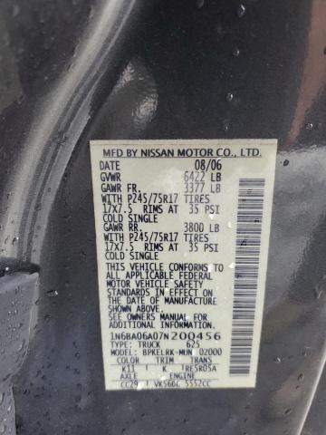 1N6BA06A07N200456 - 2007 NISSAN TITAN XE GRAY photo 12