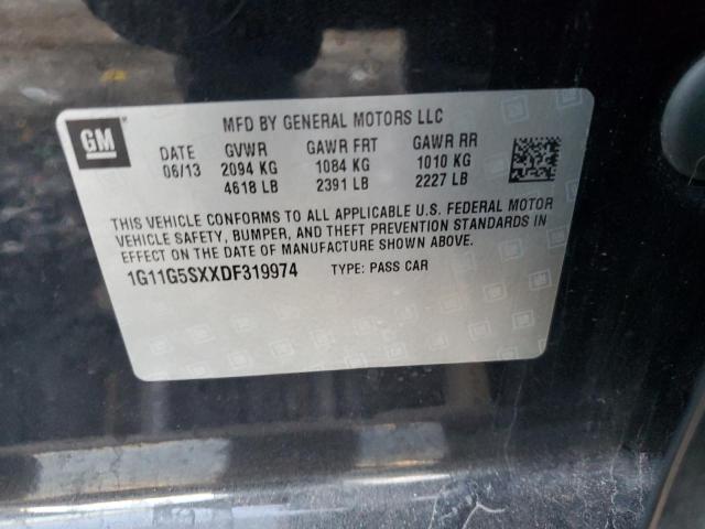 1G11G5SXXDF319974 - 2013 CHEVROLET MALIBU 3LT შავი ფოტო 13