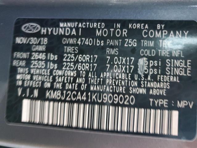 KM8J2CA41KU909020 - 2019 HYUNDAI TUCSON SE BLUE photo 14