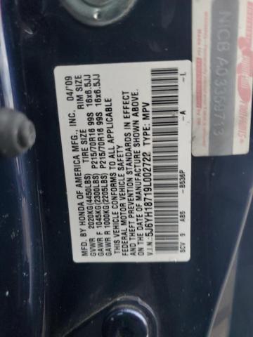 5J6YH18719L002722 - 2009 HONDA ELEMENT EX BLUE photo 12