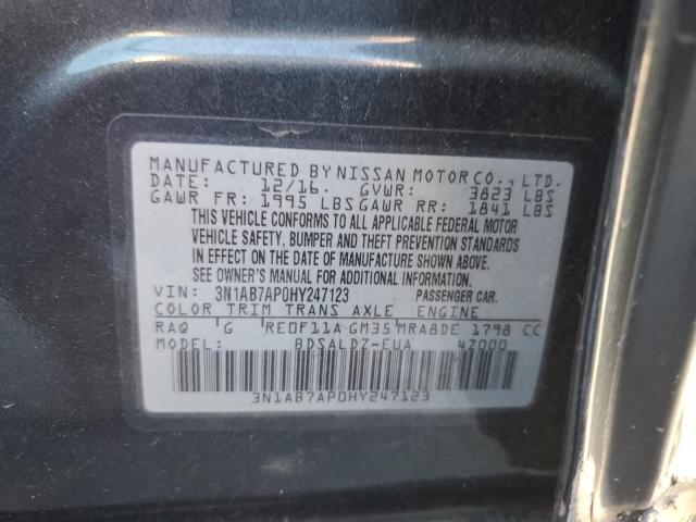 3N1AB7AP0HY247123 - 2017 NISSAN SENTRA S BLUE photo 13