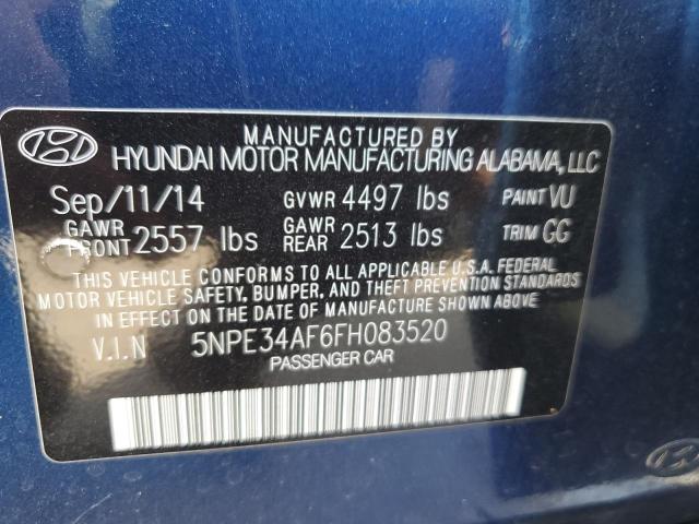 5NPE34AF6FH083520 - 2015 HYUNDAI SONATA SPORT BLUE photo 12