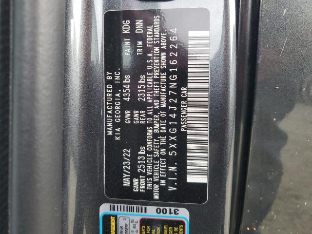 5XXG14J27NG162264 - 2022 KIA K5 LXS GRAY photo 12