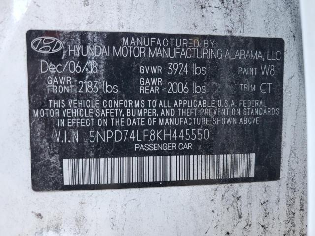 5NPD74LF8KH445550 - 2019 HYUNDAI ELANTRA SE WHITE photo 12