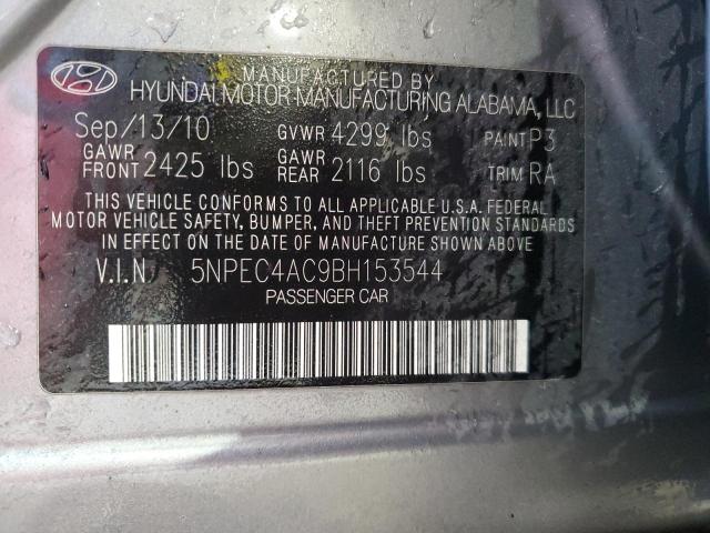 5NPEC4AC9BH153544 - 2011 HYUNDAI SONATA SE GRAY photo 12