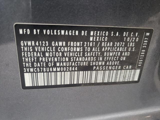 3VWC57BU6MM002844 - 2021 VOLKSWAGEN JETTA S GRAY photo 12