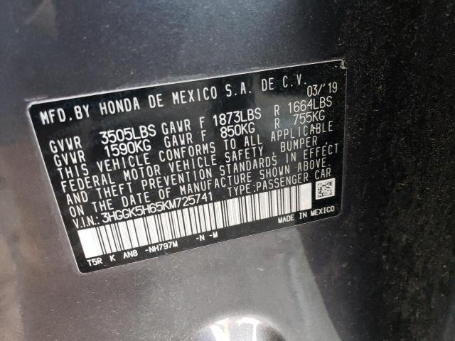 3HGGK5H65KM725741 - 2019 HONDA FIT SPORT GRAY photo 13