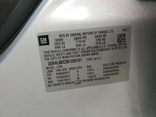 2GNALBEC5B1289191 - 2011 CHEVROLET EQUINOX LS SILVER photo 13