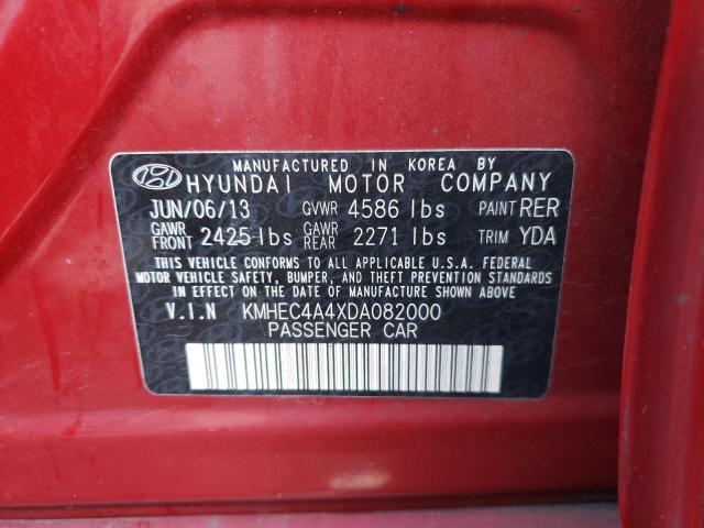 KMHEC4A4XDA082000 - 2013 HYUNDAI SONATA HYBRID RED photo 12