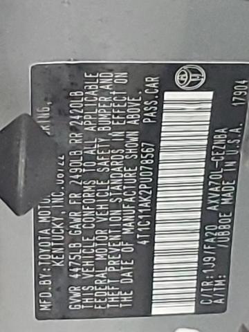 4T1C11AK2PU078567 - 2023 TOYOTA CAMRY LE 银色 照片 12