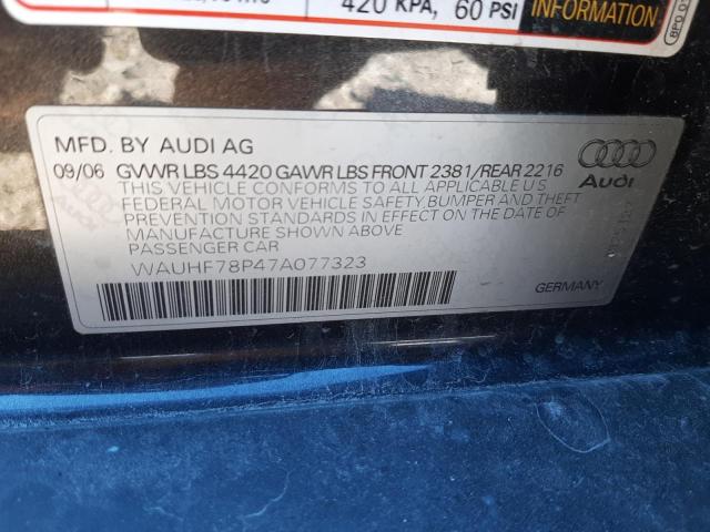 WAUHF78P47A077323 - 2007 AUDI A3 2 BLACK photo 12