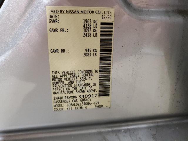 1N4BL4BVXMN340917 - 2021 NISSAN ALTIMA S SILVER photo 12