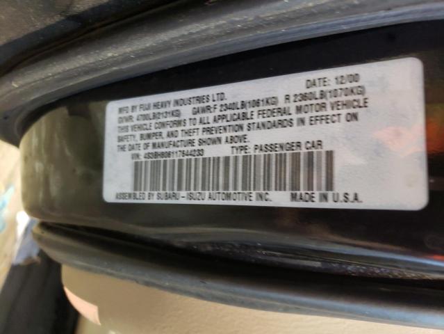 4S3BH806117644233 - 2001 SUBARU LEGACY OUTBACK H6 3.0 LL BEAN BLUE photo 13