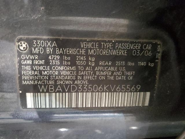 WBAVD33506KV65569 - 2006 BMW 330 XI GRAY photo 12