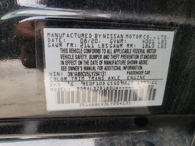 3N1AB8CV5LY284131 - 2020 NISSAN SENTRA SV BLACK photo 12