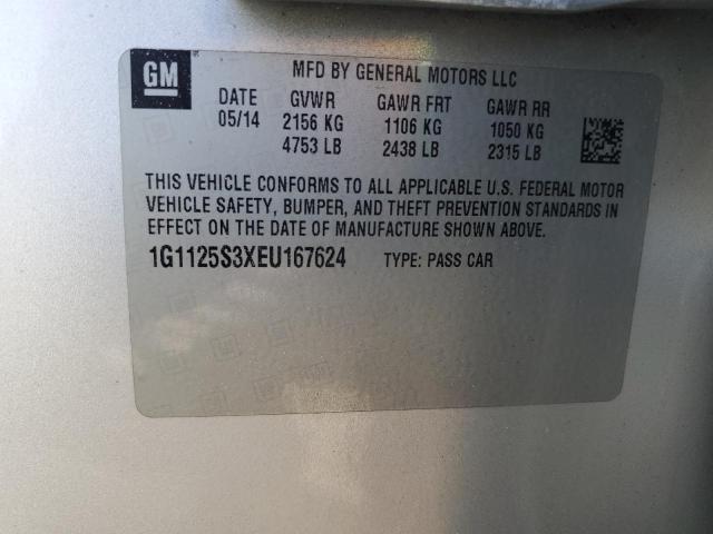 1G1125S3XEU167624 - 2014 CHEVROLET IMPALA LT SILVER photo 12