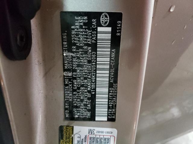 4T1BE46K27U542063 - 2007 TOYOTA CAMRY CE TAN photo 12