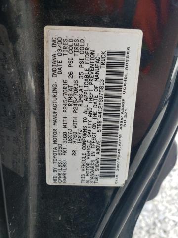 5TBBT4412YS075813 - 2000 TOYOTA TUNDRA ACCESS CAB შავი ფოტო 12