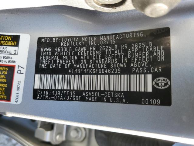 4T1BF1FK6FU046239 - 2015 TOYOTA CAMRY LE SILVER photo 12