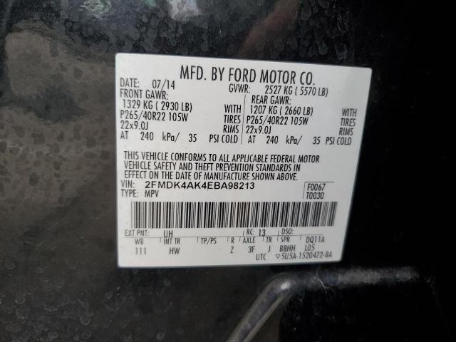 2FMDK4AK4EBA98213 - 2014 FORD EDGE SPORT BLACK photo 13