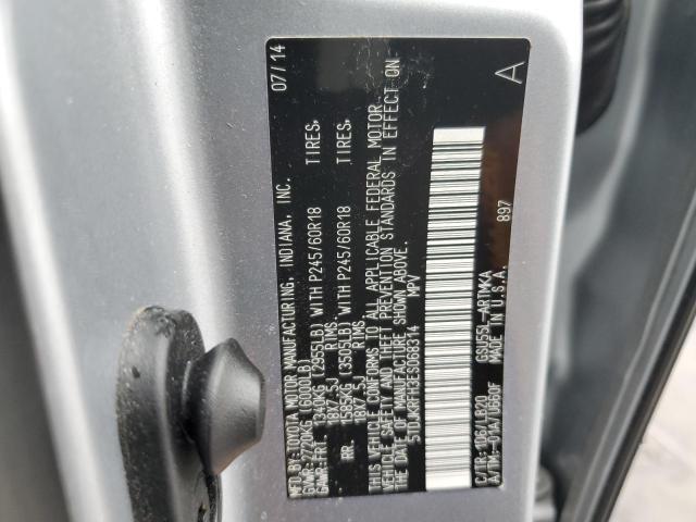 5TDJKRFH3ES068314 - 2014 TOYOTA HIGHLANDER XLE SILVER photo 13