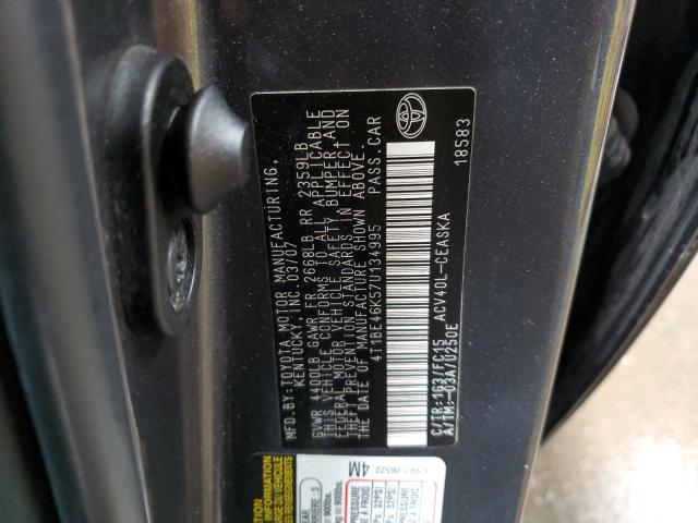 4T1BE46K57U134995 - 2007 TOYOTA CAMRY CE CHARCOAL photo 12