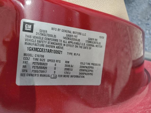 1GKMCCE37AR100921 - 2010 GMC YUKON SLT RED photo 13