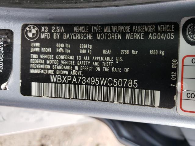 WBXPA73495WC50785 - 2005 BMW X3 2.5I BLUE photo 14