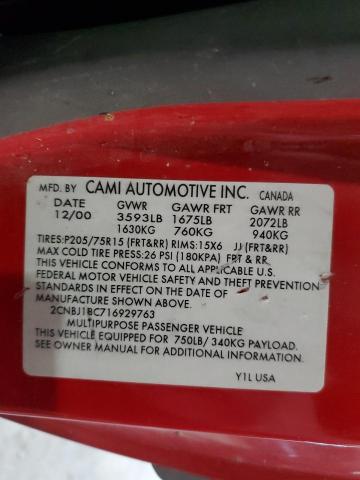 2CNBJ18C716929763 - 2001 CHEVROLET TRACKER RED photo 12