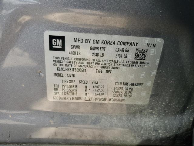 KL4CJHSB1FB098681 - 2015 BUICK ENCORE PREMIUM GRAY photo 12