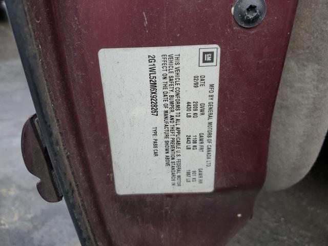 2G1WL52M6X9228267 - 1999 CHEVROLET LUMINA BASE BURGUNDY photo 12