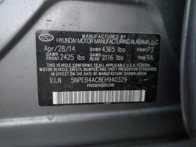 5NPEB4AC8EH940329 - 2014 HYUNDAI SONATA GLS SILVER photo 12