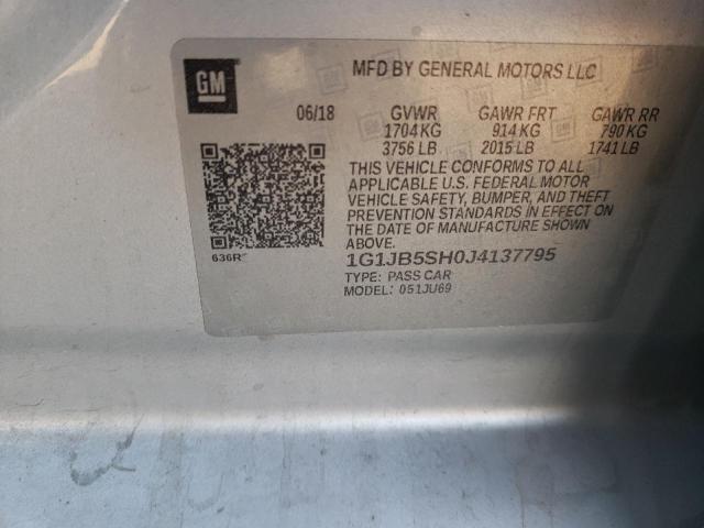 1G1JB5SH0J4137795 - 2018 CHEVROLET SONIC LS SILVER photo 12