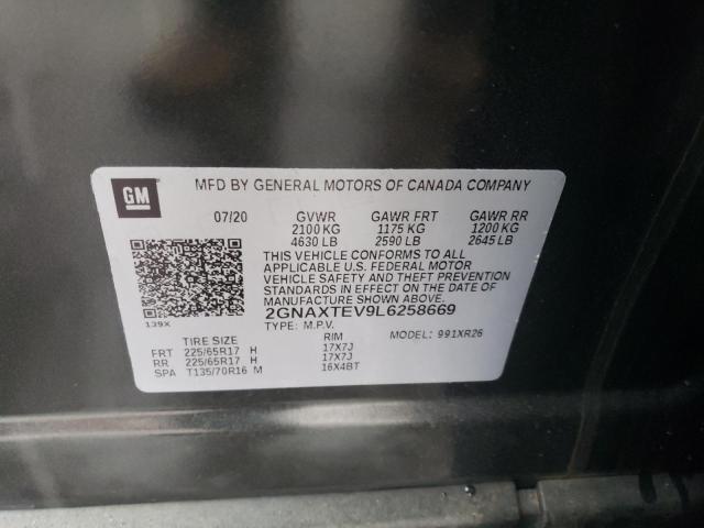 2GNAXTEV9L6258669 - 2020 CHEVROLET EQUINOX LT GRAY photo 12