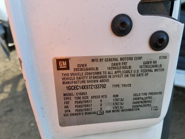1GCEC14X97Z133792 - 2007 CHEVROLET SILVERADO C1500 CLASSIC WHITE photo 12