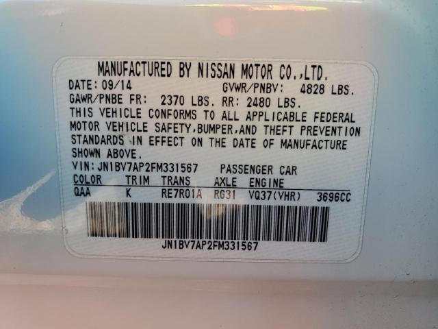 JN1BV7AP2FM331567 - 2015 INFINITI Q50 BASE WHITE photo 12