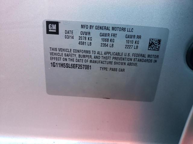 1G11H5SL6EF257081 - 2014 CHEVROLET MALIBU LTZ ვერცხლისფერი ფოტო 12