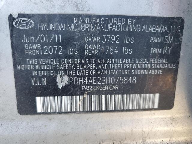 5NPDH4AE2BH075848 - 2011 HYUNDAI ELANTRA GLS SILVER photo 12