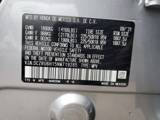 3CZRU6H15NM719285 - 2022 HONDA HR-V SPORT SILVER photo 13