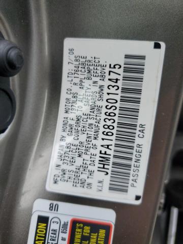 JHMFA16836S013475 - 2006 HONDA CIVIC EX GRAY photo 12