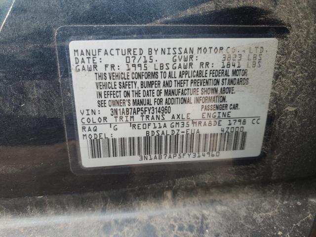 3N1AB7AP5FY314960 - 2015 NISSAN SENTRA S BLUE photo 13