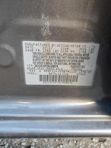 3N1CN7AP7HL908076 - 2017 NISSAN VERSA S SILVER photo 13