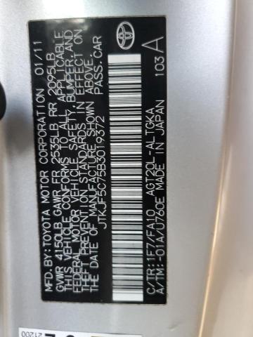 JTKJF5C75B3019372 - 2011 TOYOTA SCION TC ვერცხლისფერი ფოტო 12