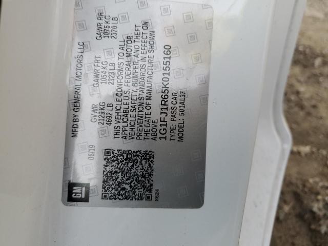 1G1FJ1R65K0155160 - 2019 CHEVROLET CAMARO ZL1 WHITE photo 12